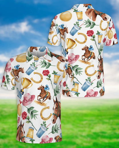 Horse Racing Derby 3D Polo Shirt for Men – Elegant Equestrian Country Style | Netecom