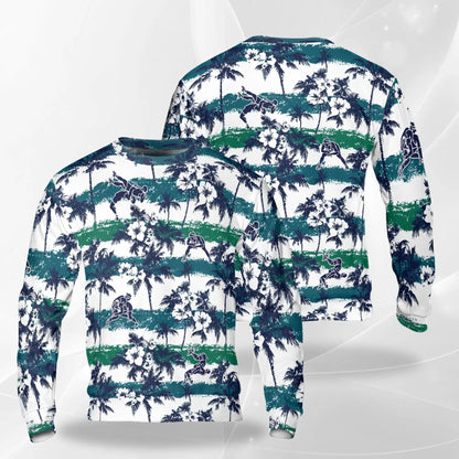 Wrestling Palm Tree Sweatshirt, 3D All Over Print White Tropical Wrestling Crewneck Pullover for Men Women, Wrestler Gift - Netecom