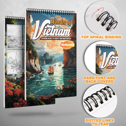 VietNam Spiral Bound Coloring Book, Explore Vietnam's Beauty and Culture in Color, Perfect for Travel Enthusiasts and Lovers of Vietnamese Scenery