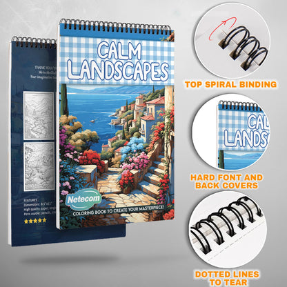 Calm Landscapes Spiral Bound Coloring Book, Peaceful Landscapes for Serene and Relaxing Moments, Ideal for Those Seeking Tranquil and Soothing Art