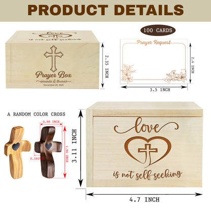 Netecom Personalized Christian Couple Prayer Box for Valentine’s Day with 100 Prayer Request Cards – Custom Names and Anniversary Date Gift