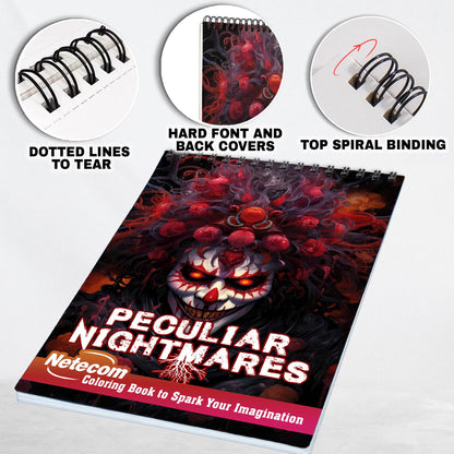 Peculiar Nightmares Spiral Bound Coloring Book, Journey into the Bizarre Realms of Peculiar Nightmares Through Detailed Coloring