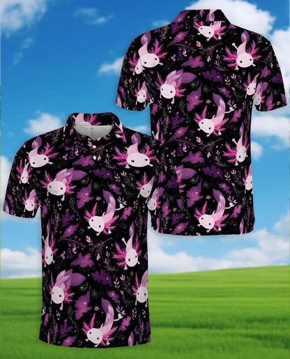 Purple Axolotl Polo Shirt for Men – Cute Aquatic Style | Netecom