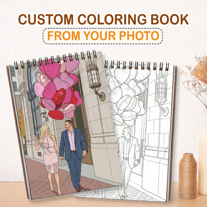 Custom Photo Coloring Book for Couples, Personalized Love Memory Gift