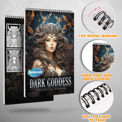 Dark Goddess Spiral Bound Coloring Book, Mystical Dark Goddesses for an Enchanting and Empowering Art Journey, Ideal for Fans of Mythology and Feminine Power