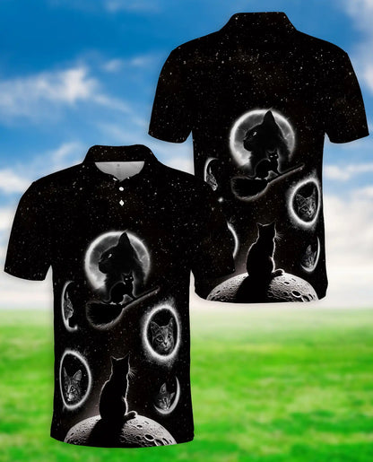 Black Cat Galaxy Polo Shirt | Netecom