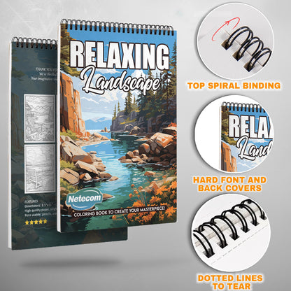 Relaxing Landscape Spiral Bound Coloring Book, Tranquil Landscapes for a Serene and Peaceful Coloring Experience, Great for Nature Lovers and Dreamers