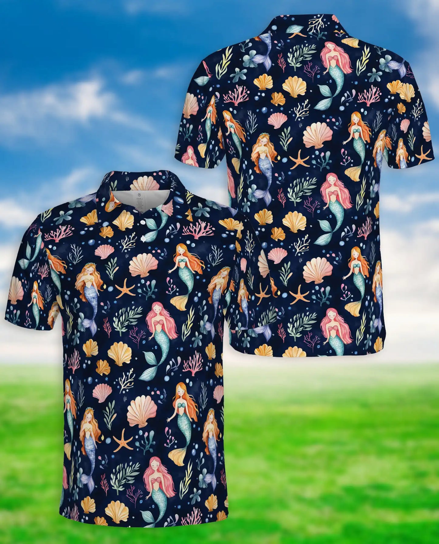 Mermaid Ocean Polo Shirt – Cute Sea Life Style | Netecom