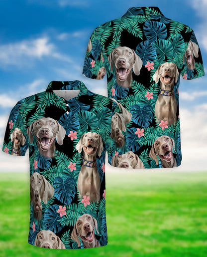Weimaraner Tropical Polo Shirt – Jungle Leaf Print | Netecom