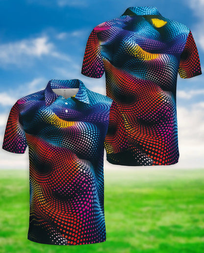 Abstract Dot Wave Polo Shirt – Colorful Modern Style | Netecom