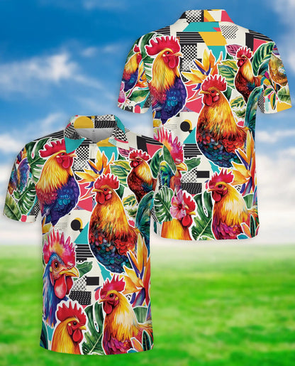 Rooster Tropical Polo Shirt – Colorful Farm Print | Netecom