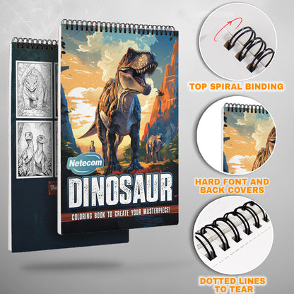 Dinosaur Spiral Bound Coloring Book, Prehistoric Dinosaurs for a Jurassic Art Adventure, Great for Dino Lovers and Aspiring Paleontologists