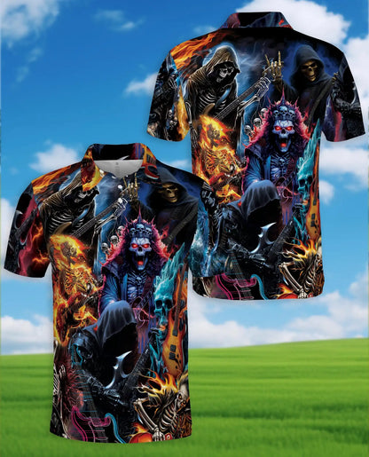 Gothic Skeleton Polo Shirt for Men – Dark Fantasy Casual | Netecom