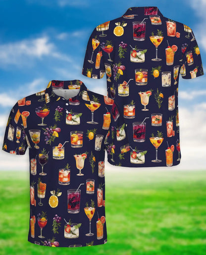 Cocktail Print Polo Shirt – Summer Drink Party Style | Netecom