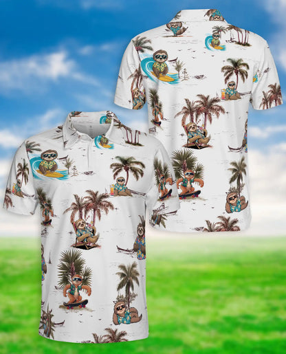 Sloth Tropical Polo Shirt – Beach Vacation Print | Netecom