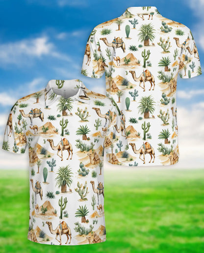 Desert Camel 3D Polo Shirt for Men – Safari Cactus Tropical Style | Netecom