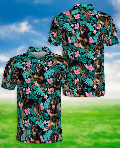 Doberman Tropical Polo Shirt – Floral Dog Print | Netecom