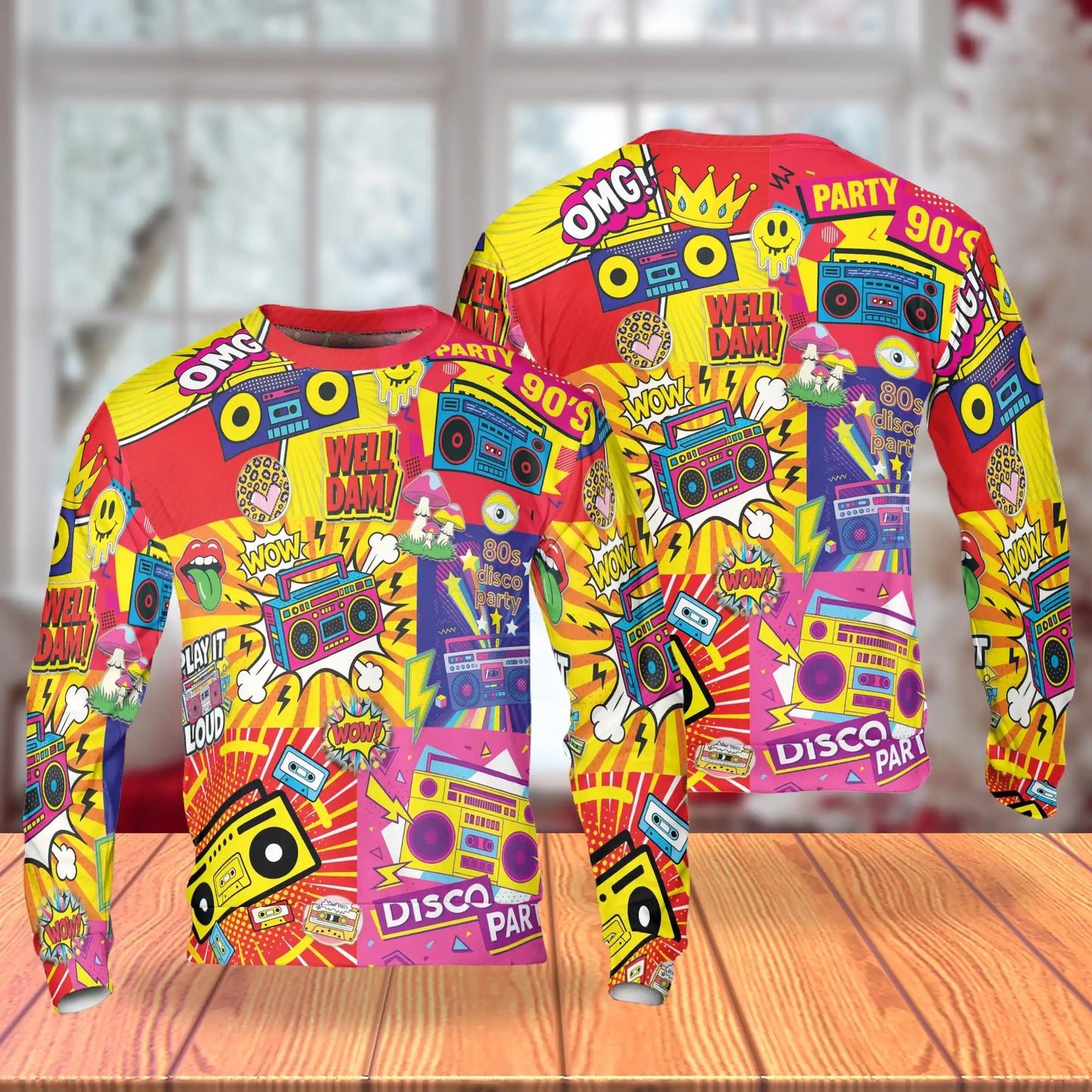 Radio Music Pop Art Sweatshirt, 3D All Over Print Retro Music Crewneck Pullover for Men Women, Music Lover Gift - Netecom