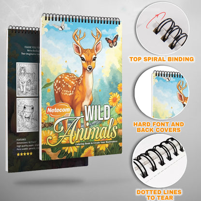 Wild Animals Spiral Bound Coloring Book, Majestic Wild Animals for a Safari Adventure, Ideal for Wildlife Enthusiasts and Nature Lovers