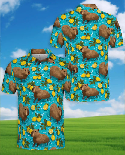 Capybara Polo Shirt for Men-  Pool Summer Animal Tropical r Shirt | Netecom