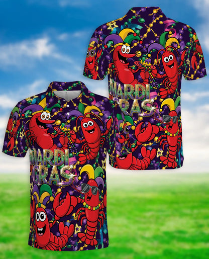 Funny Mardi Gras Crawfish Polo Shirt for Men- Carnival Lobster Shirt | Netecom