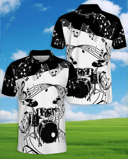 Drums Music Polo Shirt for Men – Rock Band Style Design | Netecom