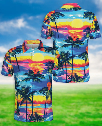 Tropical Sunset Hawaiian Polo Shirt | Netecom