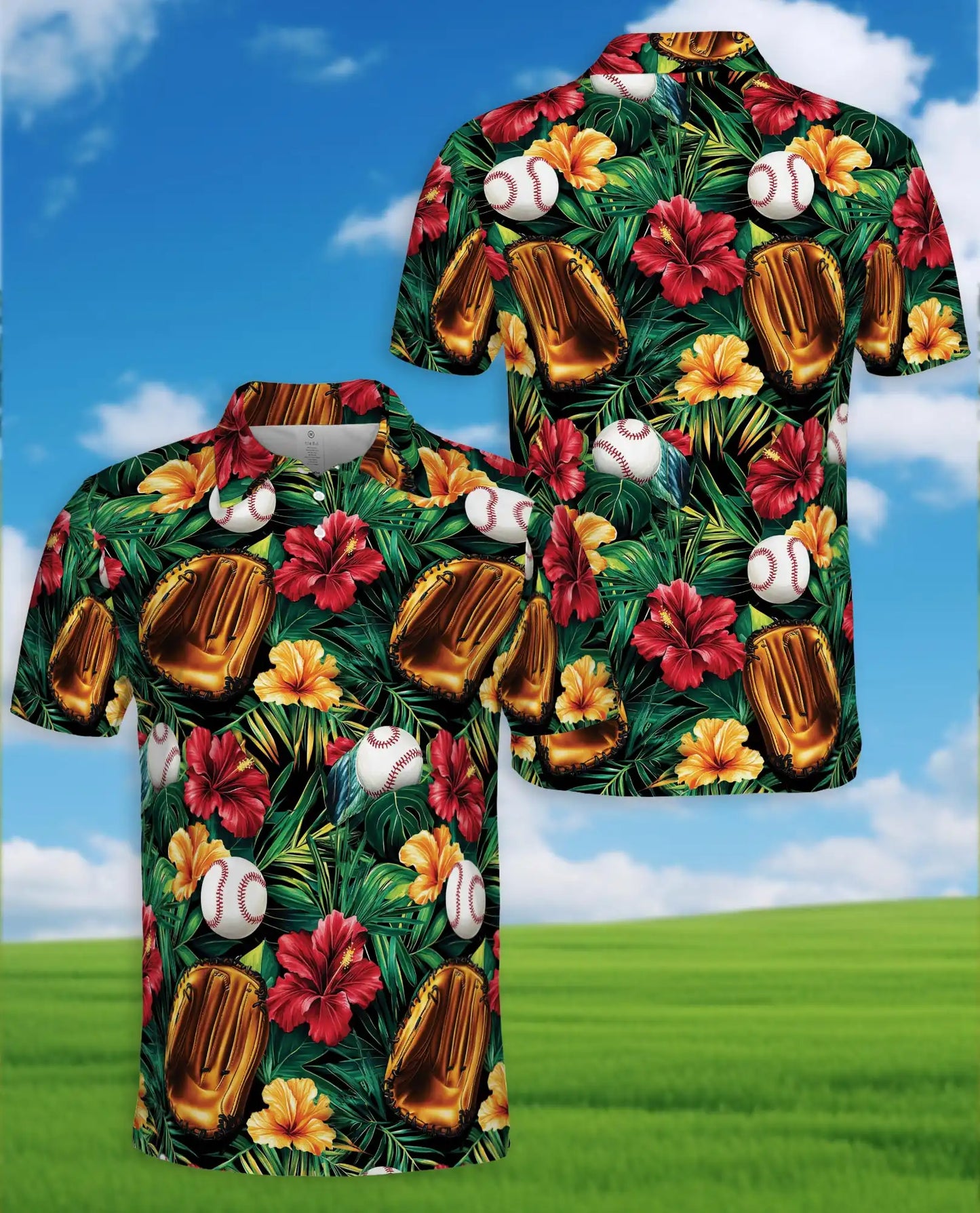 Baseball Tropical Polo Shirt - Hawaiian Sports Fan Style | Netecom