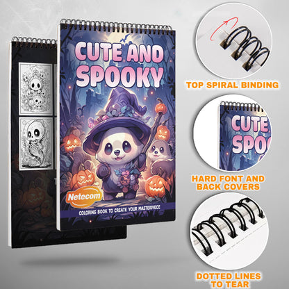 Cute and Spooky Spiral Bound Coloring Book, Adorably Spooky Scenes for Halloween Fun, Ideal for Fans of Cute and Creepy Themes