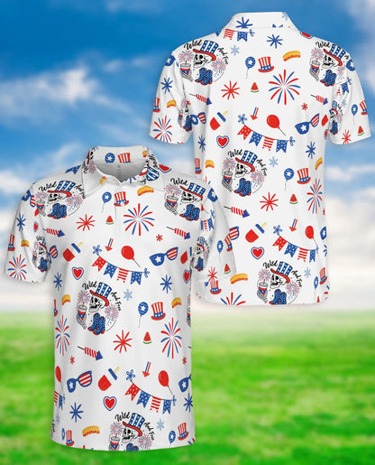 Wild And Free Patriotic Skull 4th of July Polo Shirt | Netecom