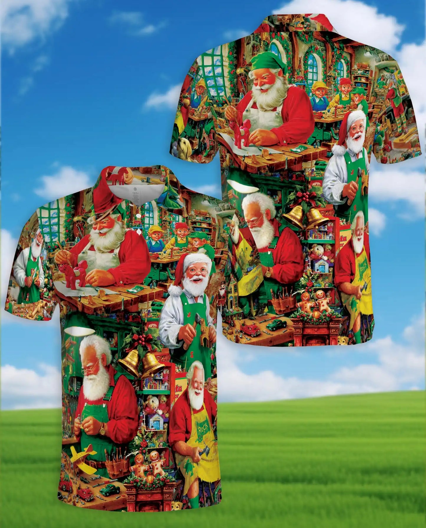 Santa Workshop 3D Polo Shirt for Men | Netecom