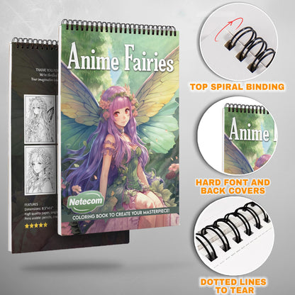 Anime Fairies Spiral Bound Coloring Book, Enchanting Anime Fairies for a Magical and Artistic Escape, Perfect for Fans of Fantasy and Whimsical Art