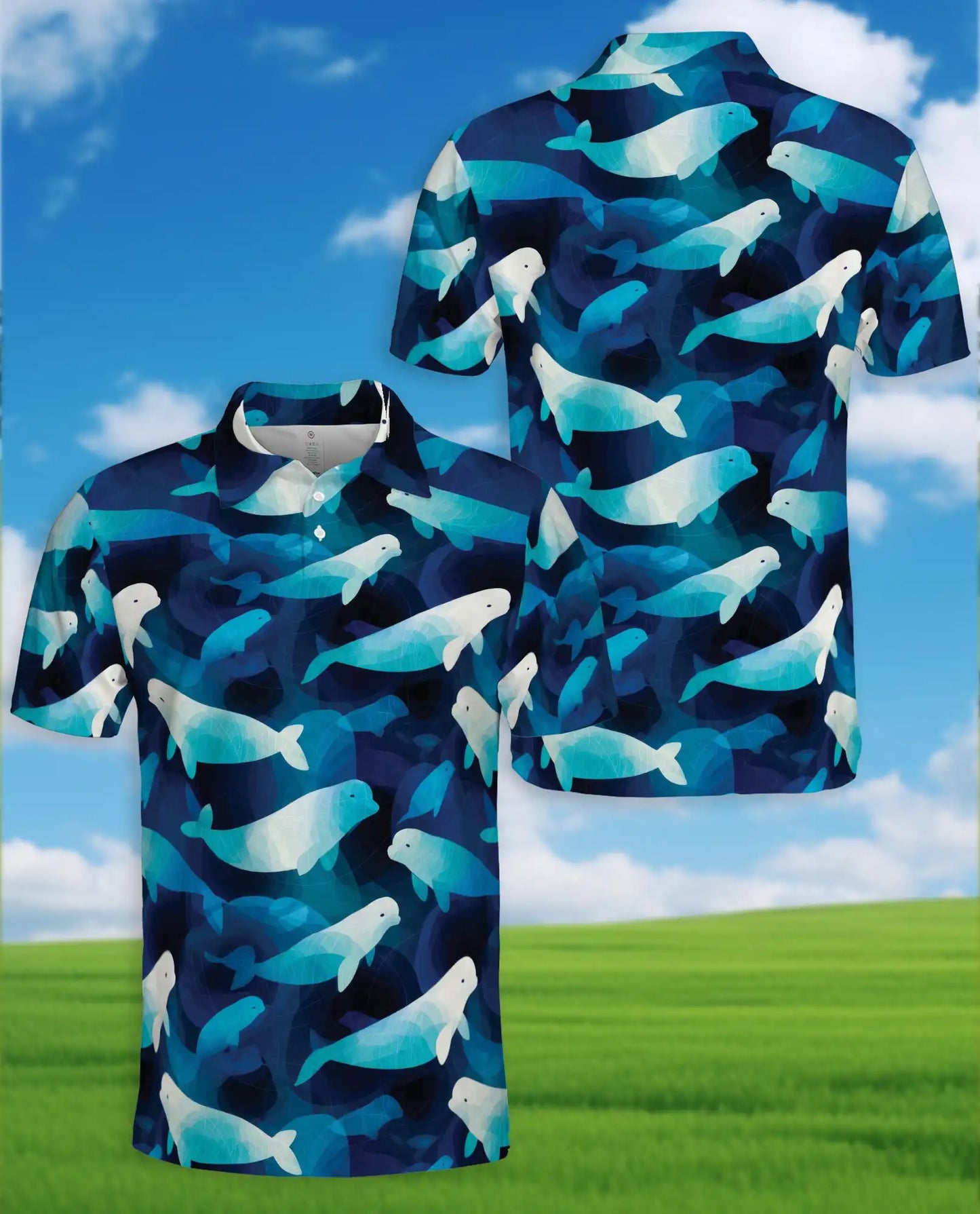 Beluga Whale Polo Shirt for Men – Ocean Wildlife Style | Netecom