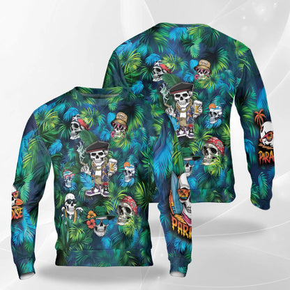 Skull Lifestyle Sweatshirt, 3D All Over Print Gothic Skull Crewneck Pullover for Men Women, Skull Lover Gift - Netecom
