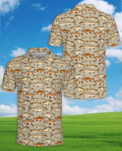 Trout Fishing Pattern Polo Shirt for Men – Outdoor Angler Style | Netecom
