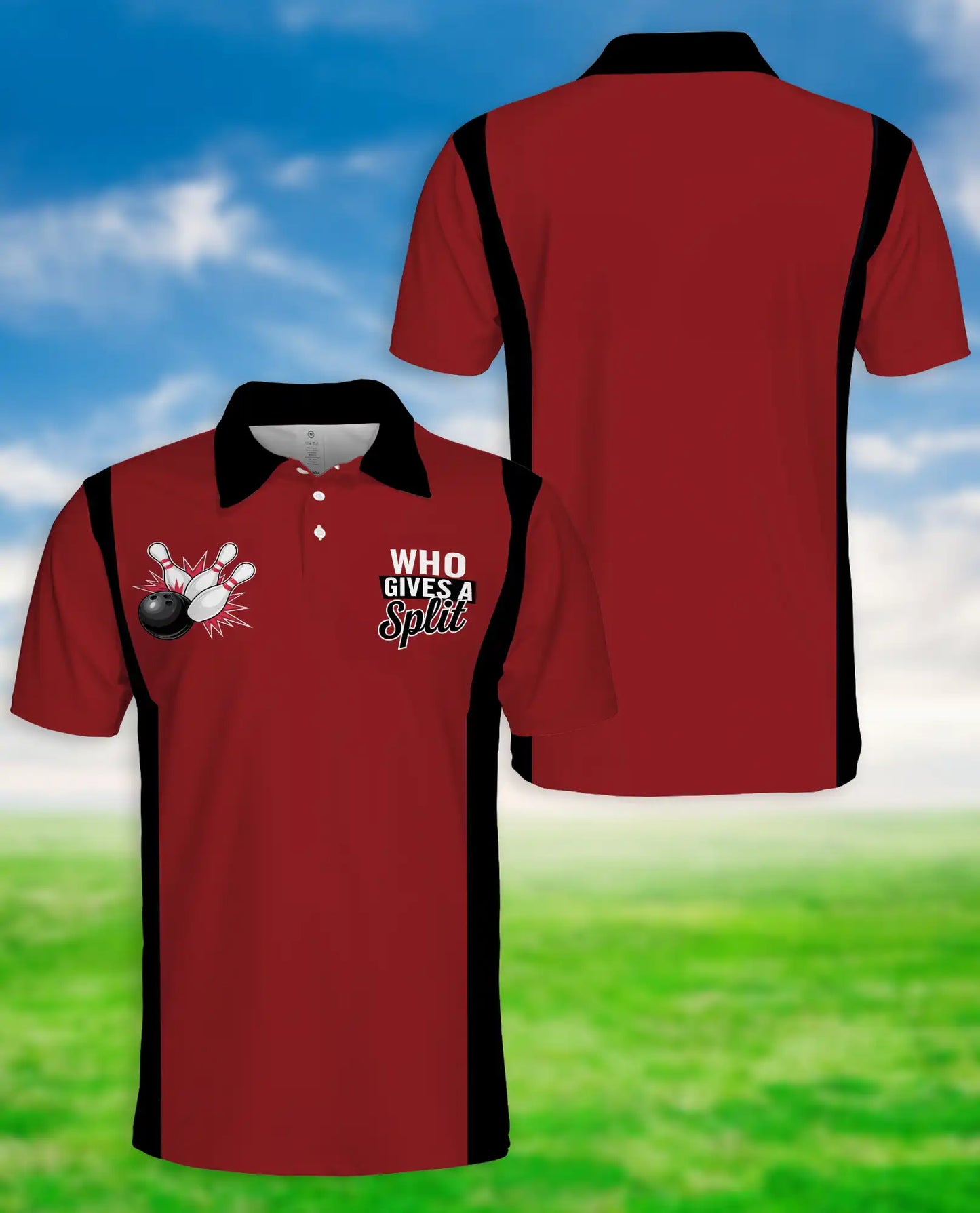Funny Bowling 3D Polo Shirt for Men – Who Gives A Split Style | Netecom