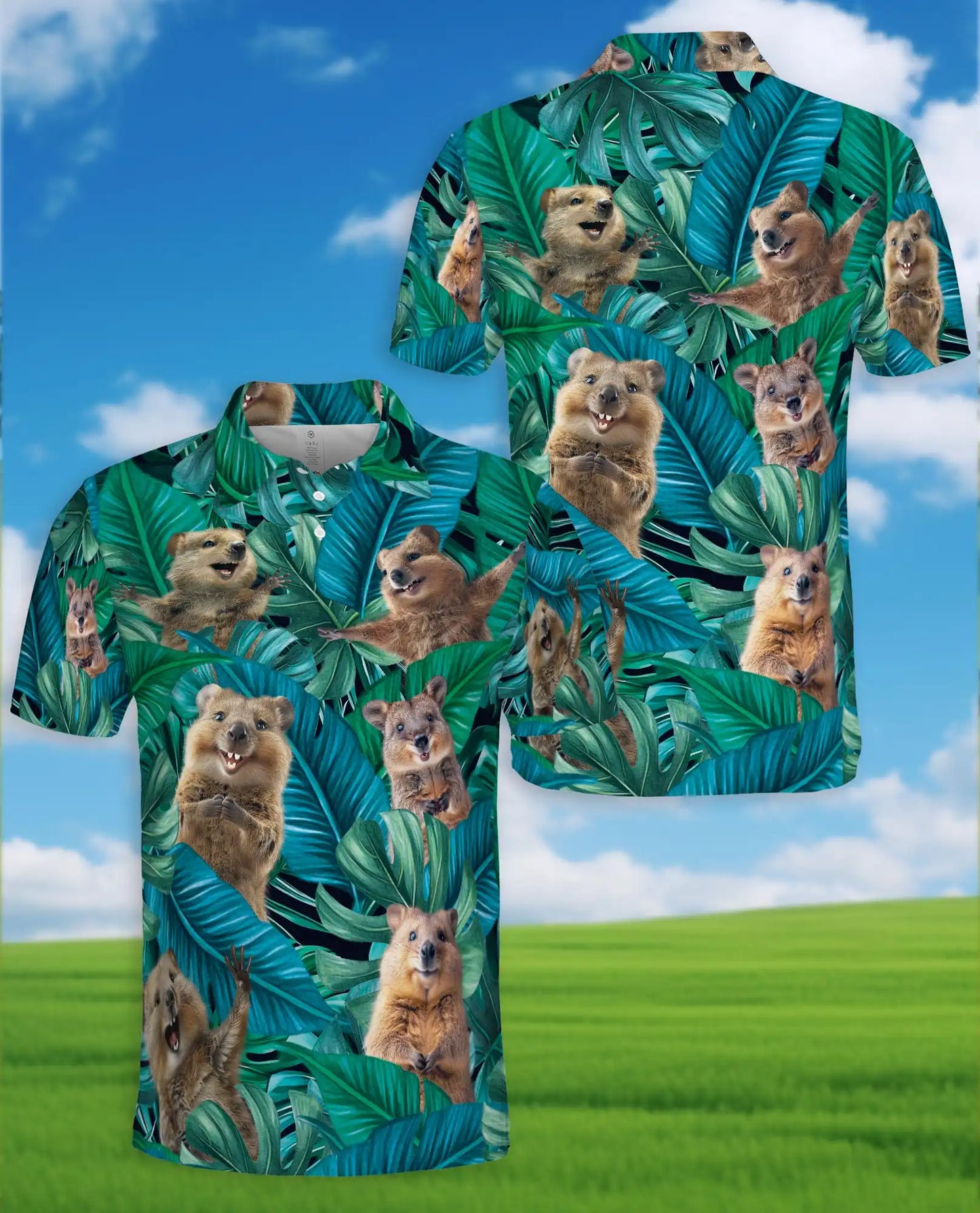 Quokka Tropical Jungle Polo Shirt for Men – Summer 3D Animal Print | Netecom