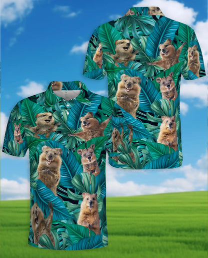 Quokka Tropical Jungle Polo Shirt for Men – Summer 3D Animal Print | Netecom
