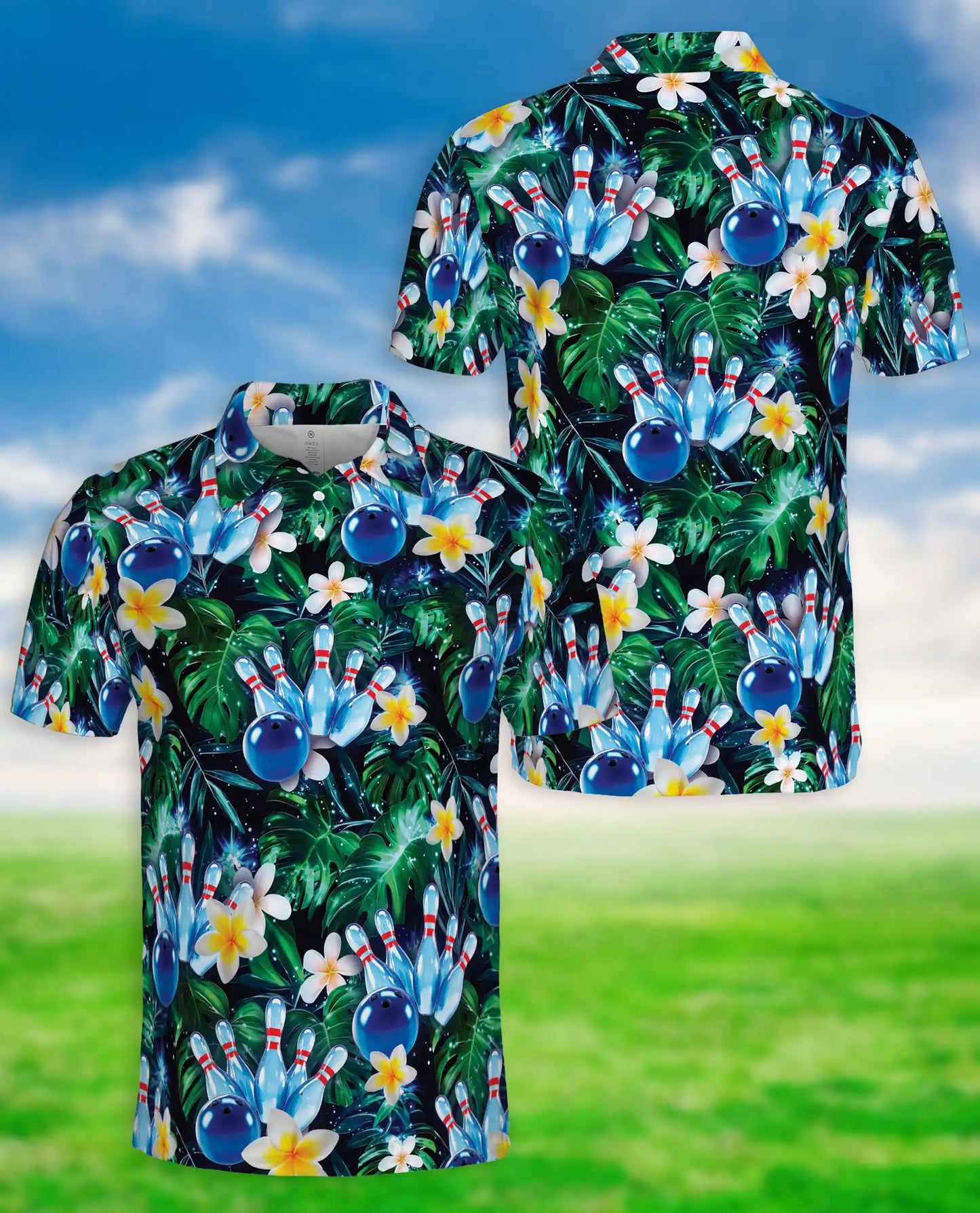 Tropical Bowling 3D Polo Shirt for Men – Floral Palm Tree Sports Style | Netecom