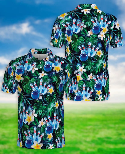 Tropical Bowling 3D Polo Shirt for Men – Floral Palm Tree Sports Style | Netecom