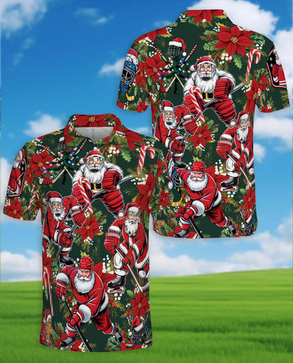 Hockey Santa Polo Shirt – Christmas Holiday Print | Netecom