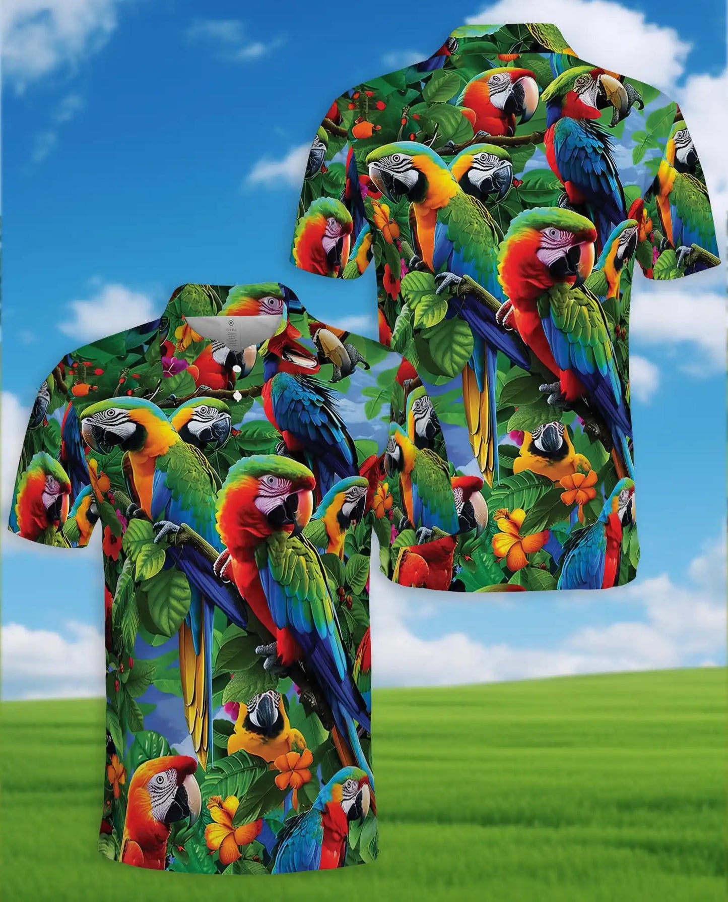 Tropical Parrot Polo Shirt for Men – Island Vacation Style | Netecom