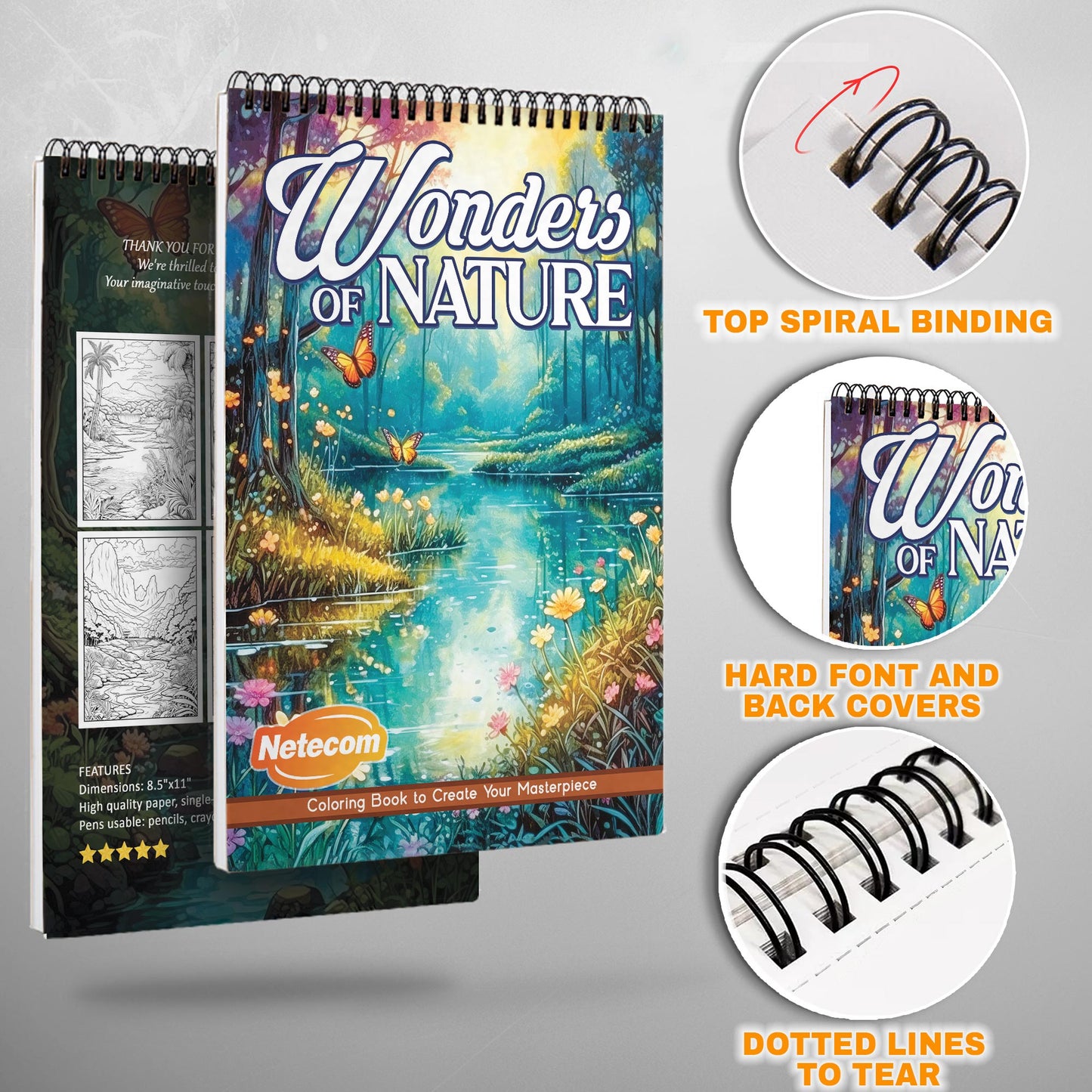 Wonders of Nature Spiral Bound Coloring Book, Breathtaking Natural Wonders for an Inspiring Art Adventure, Perfect for Explorers and Nature Admirers