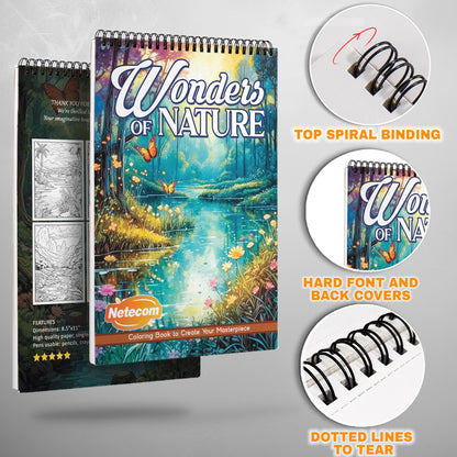 Wonders of Nature Spiral Bound Coloring Book, Breathtaking Natural Wonders for an Inspiring Art Adventure, Perfect for Explorers and Nature Admirers