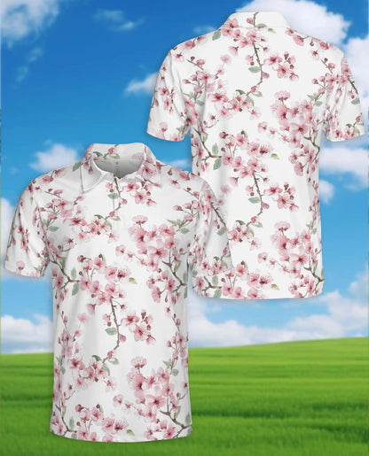 Cherry Blossom Polo Shirt for Men – Spring Floral Style | Netecom