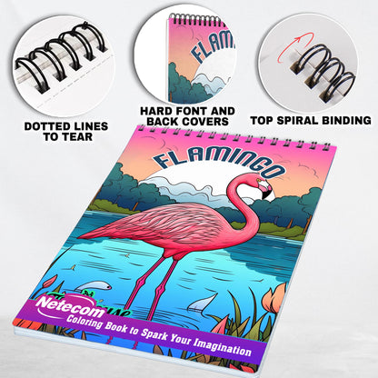 Flamingo Spiral Bound Coloring Book, Unleash Your Creativity with 30 Captivating Coloring Pages, Showcasing the Grace and Beauty of Flamingos