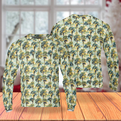 Tropical Sweatshirt, 3D All Over Print Palm Tree Beach Crewneck Pullover for Men Women, Tropical Lover Gift - Netecom