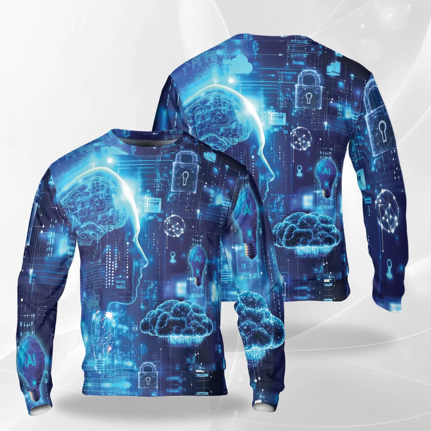 Artificial Intelligence Sweatshirt, 3D All Over Print Futuristic AI Technology Crewneck Pullover for Men Women, Tech Lover Gift - Netecom
