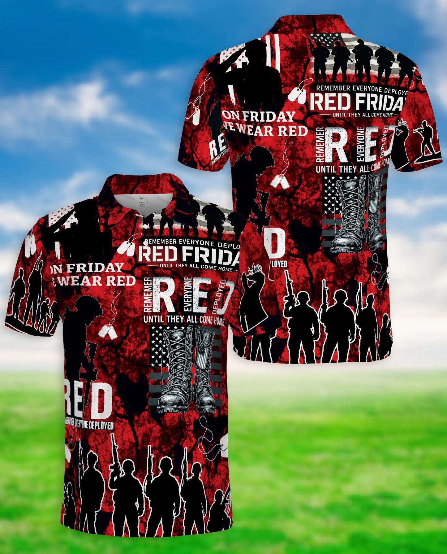 Military Support Patriotic Polo Shirt-Red Friday Inspired Design | Netecom