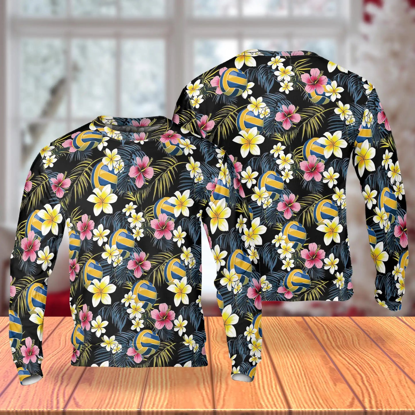Volleyball Flower Sweatshirt, 3D All Over Print Floral Volleyball Crewneck Pullover for Men Women, Volleyball Player Gift - Netecom